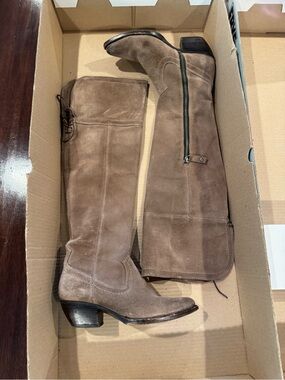 Frye Sacha OTK boots in Ash (taupe) Size 5.5